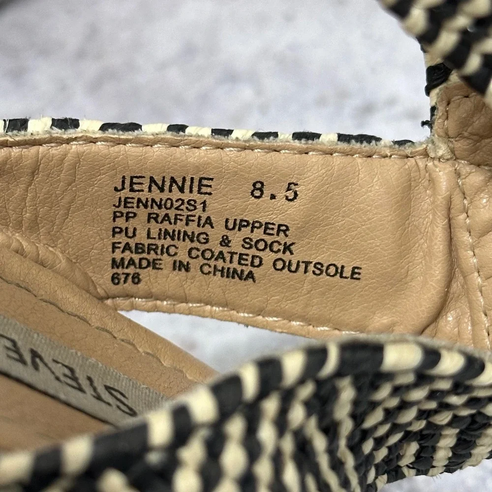 Steve Madden Jennie Sandals Women 8.5 Woven Espadrille Platform Cork Wedge